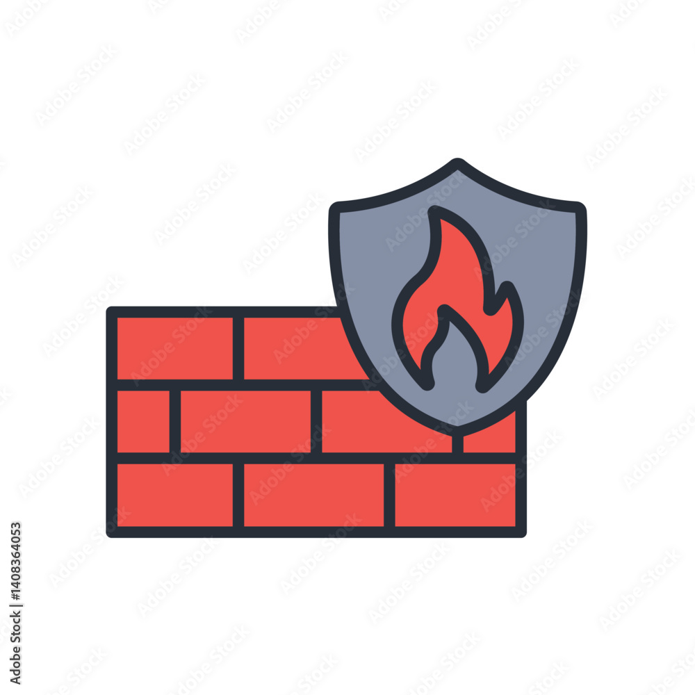 Poster firewall icon. vector.editable stroke.linear style sign for use web design,logo.symbol illustration.