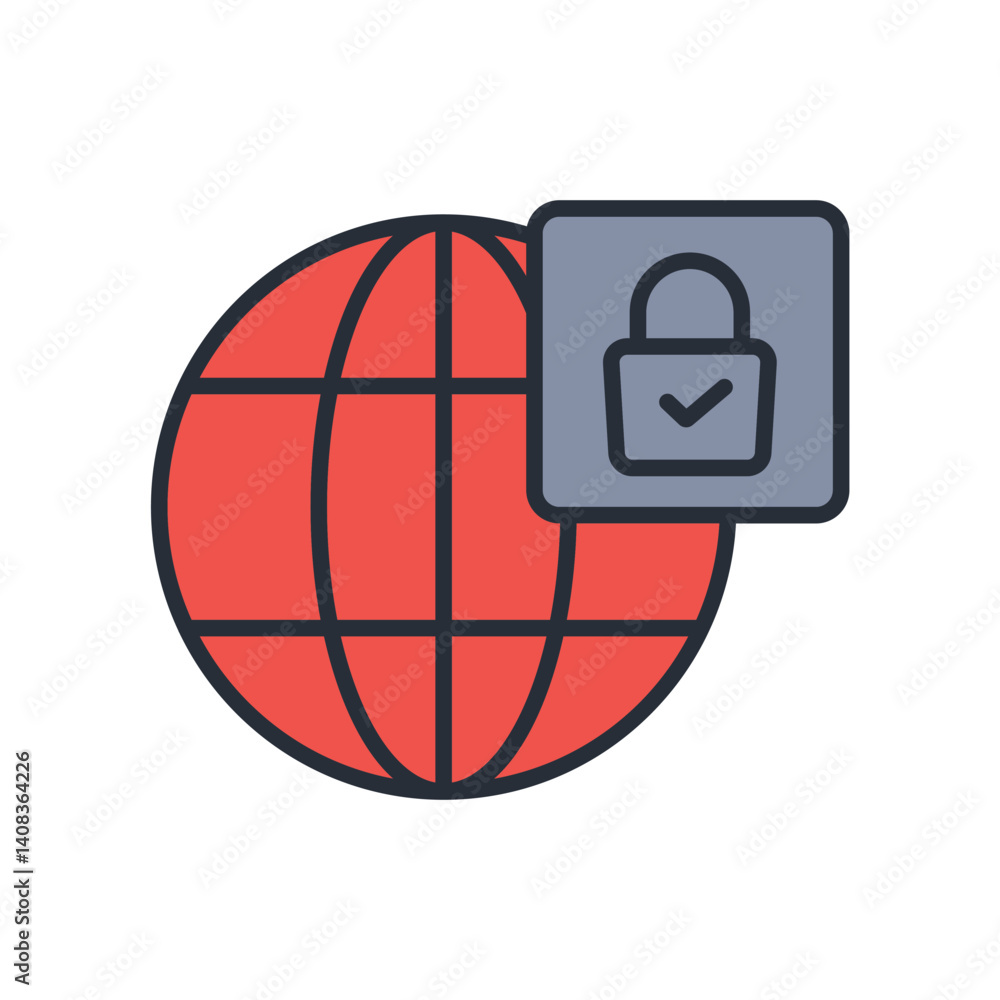 Poster secure connection icon. vector.editable stroke.linear style sign for use web design,logo.symbol illu