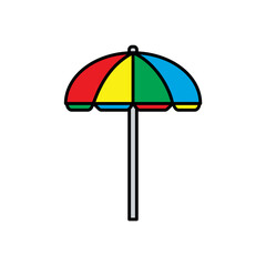 Colorful beach umbrella icon in bold line style