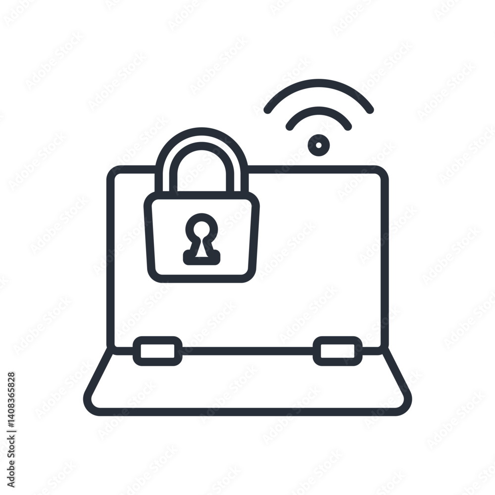 Poster secure wifi icon. vector.editable stroke.linear style sign for use web design,logo.symbol illustrati