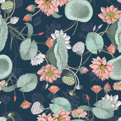 Seamless floral pattern with flowers and background