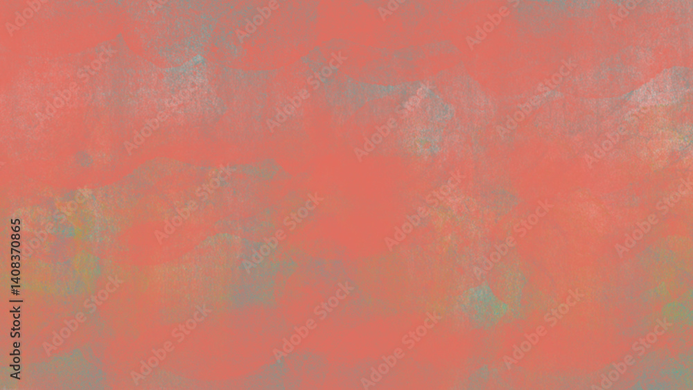 Poster textured abstract background blending vibrant red and turquoise hues, creating cloudy sky texture wi