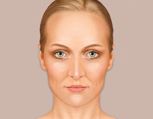 45 Year Old Female Facial Aging Skin Layer