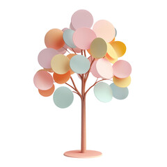 Minimalist 3D Tree on transparent background