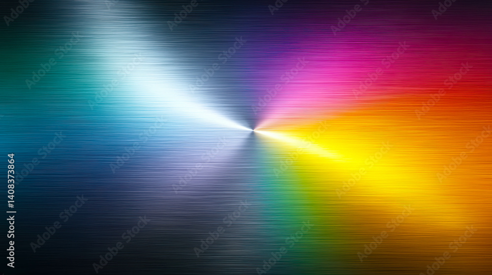 Poster reflective metallic chrome background with vibrant rainbow gradient and polished shine
