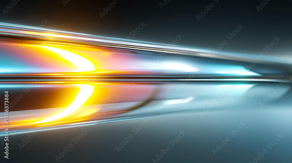 Poster chromatic chrome surface with rainbow reflections highlighting shine and hyper-real detail