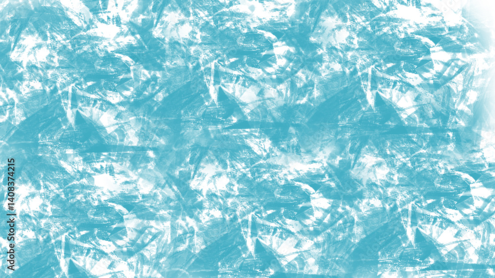 Poster light blue, white brush strokes generating dynamic, energetic abstract pattern, ideal for background