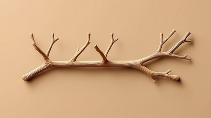 Fototapeta premium Gold Branch on Beige Background Minimalist Nature Photography