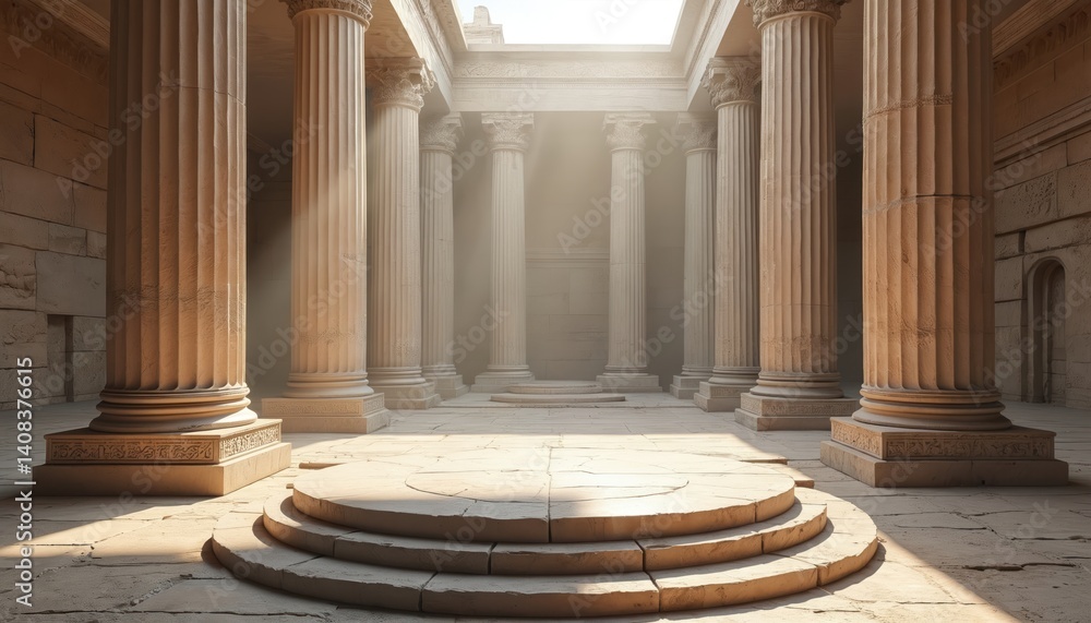 Poster ancient roman greek architecture. podium with columns for product display, advertisement, presentati