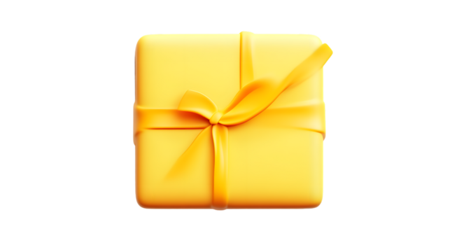 A beautifully wrapped gift box in vibrant yellow perfect for celebrations and festive occasion