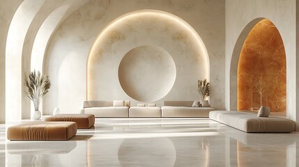 Fototapeta premium Soft beige modern luxury room style high resolution picture