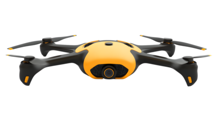 A sleek modern drone with vibrant yellow and black design perfect for aerial photography and