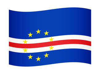 Cape Verde wavy flag illustration. Waving flag of Cabo verde transparation png