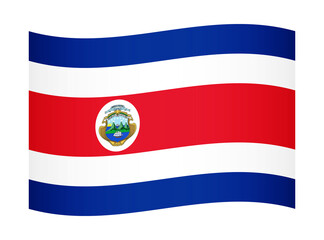 Costa Rica wavy flag illustration. Waving flag of Costa Rica transparation png
