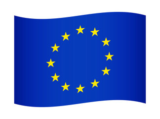 European Union wavy flag illustration. Waving flag of European Union transparation png