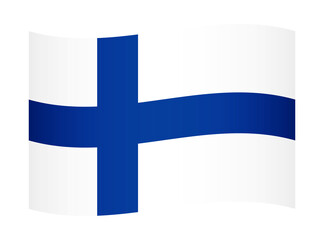Naklejka premium Finland wavy flag illustration. Waving flag of Finland transparation png