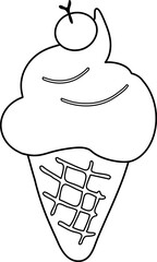 Ice cream cone outline - line vector icon simple