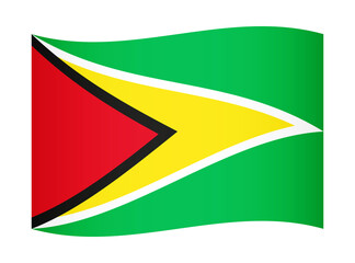Guyana wavy flag illustration. Waving flag of Guyana transparation png
