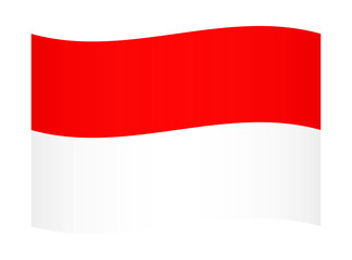 Indonesia wavy flag illustration. Waving flag of Indonesia transparation png