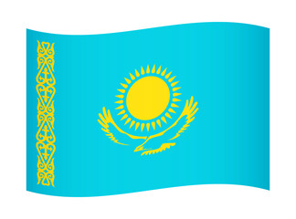 Kazakhstan wavy flag illustration. Waving flag of Kazakhstan transparation png