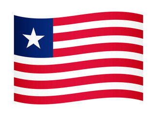 Liberia wavy flag illustration. Waving flag of Liberia transparation png