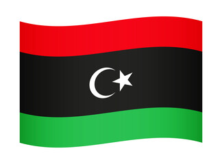 Libya wavy flag illustration. Waving flag of Libya transparation png