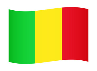 Mali wavy flag illustration. Waving flag of Mali transparation png