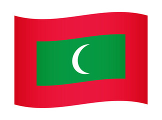 Maldives wavy flag illustration. Waving flag of Maldives transparation png