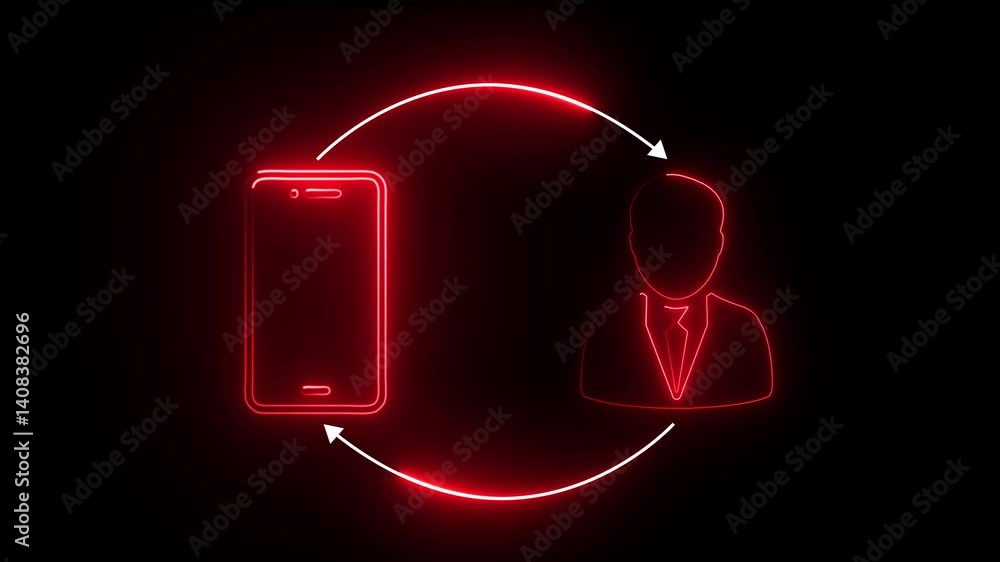 Poster mobile phone to man doc transfer animation. file transfer concept animation. folder to folder file t