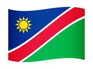 Fototapeta premium Namibia wavy flag illustration. Waving flag of Namibia transparation png