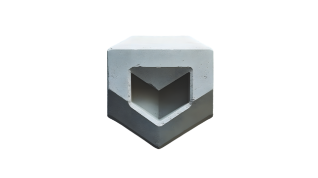 Abstract Geometric Sculpture with Hollow Center on Black Background