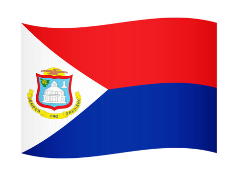 Sint Maarten wavy flag illustration. Waving flag of Sint Maarten transparation png