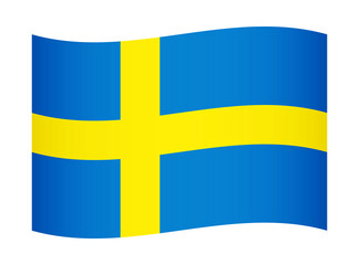 Sweden wavy flag illustration. Waving flag of Sweden transparation png