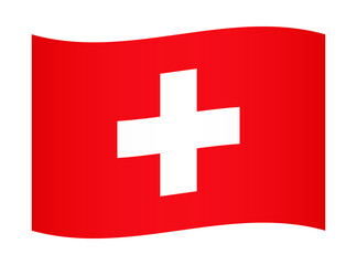 Switzerland wavy flag illustration. Waving flag of Switzerland transparation png