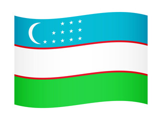 Uzbekistan wavy flag illustration. Waving flag of Uzbekistan transparation png