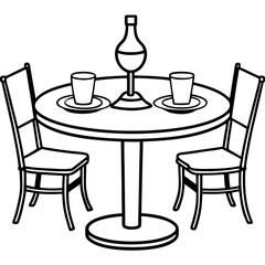 Minimal Restaurant Dining Table Vector Illustration on White Background