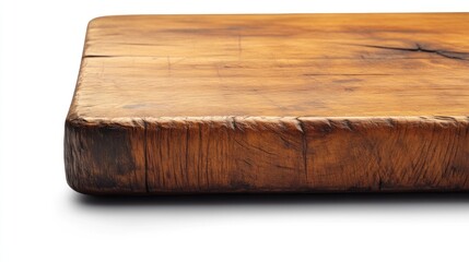 CloseUp of a Weathered Wooden Cutting Board with Rich Grain and Natural Patina