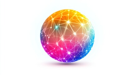 Colorful Spherical Network A Vibrant Gradient Sphere with Interconnected Dots and Lines for Te