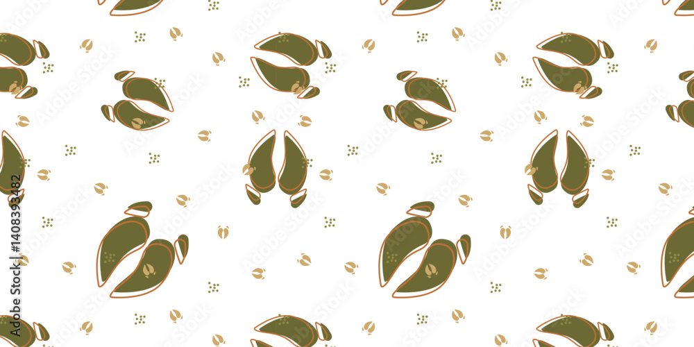 Poster minimalist playful scatter seamless pattern with pig footprint. repeat background design for textile