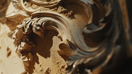 Carpenter shaping wood at a construction site. Featuring craftsmanship and precision