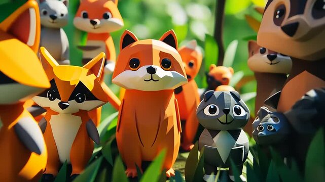 Adorable Low Poly Forest Friends: A Digital Art Creation
