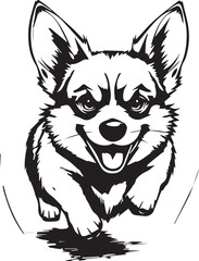 Corgi dog. Hand drawn vector illustration