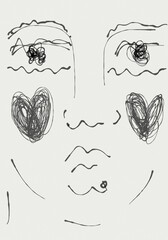 face line art drawing illustration 