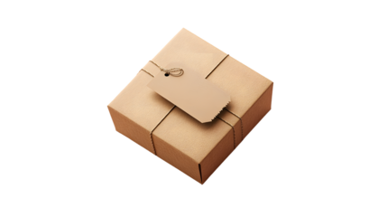 Elegant Brown Gift Box with String and Tag Perfect for Packaging Present or Product Photogra