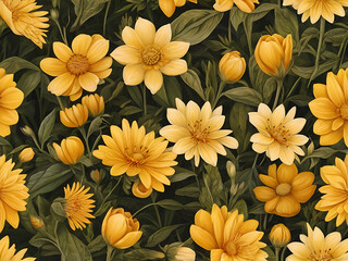 Yellow Daisy Field in Full Bloom