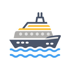 Obraz premium Cruise Ship Icon Vector Design in Bright Colors 