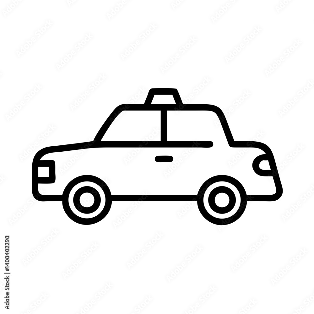 Poster taxi icon in vector style with simple lines on a white background