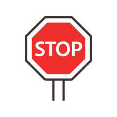 Obraz premium Stop Sign Icon in Bold Red Against a White Background 