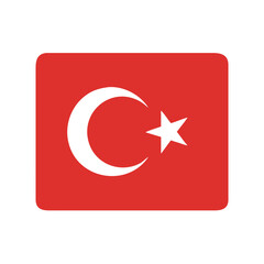 Obraz premium Turkey flag icon in red with crescent and star 