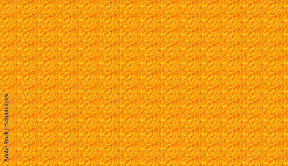 Poster textured orange knitted fabric close up, revealing intricate repeating pattern, highlighting textile